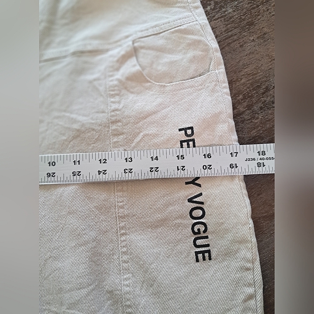 Denim Beige Overalls with Logo Straps Size Medium - Picture 4 of 12
